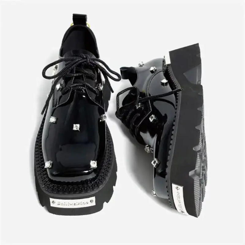 Women Shoes Sneakers - Damskie mokasyny Kryształowa platforma Grube Mary