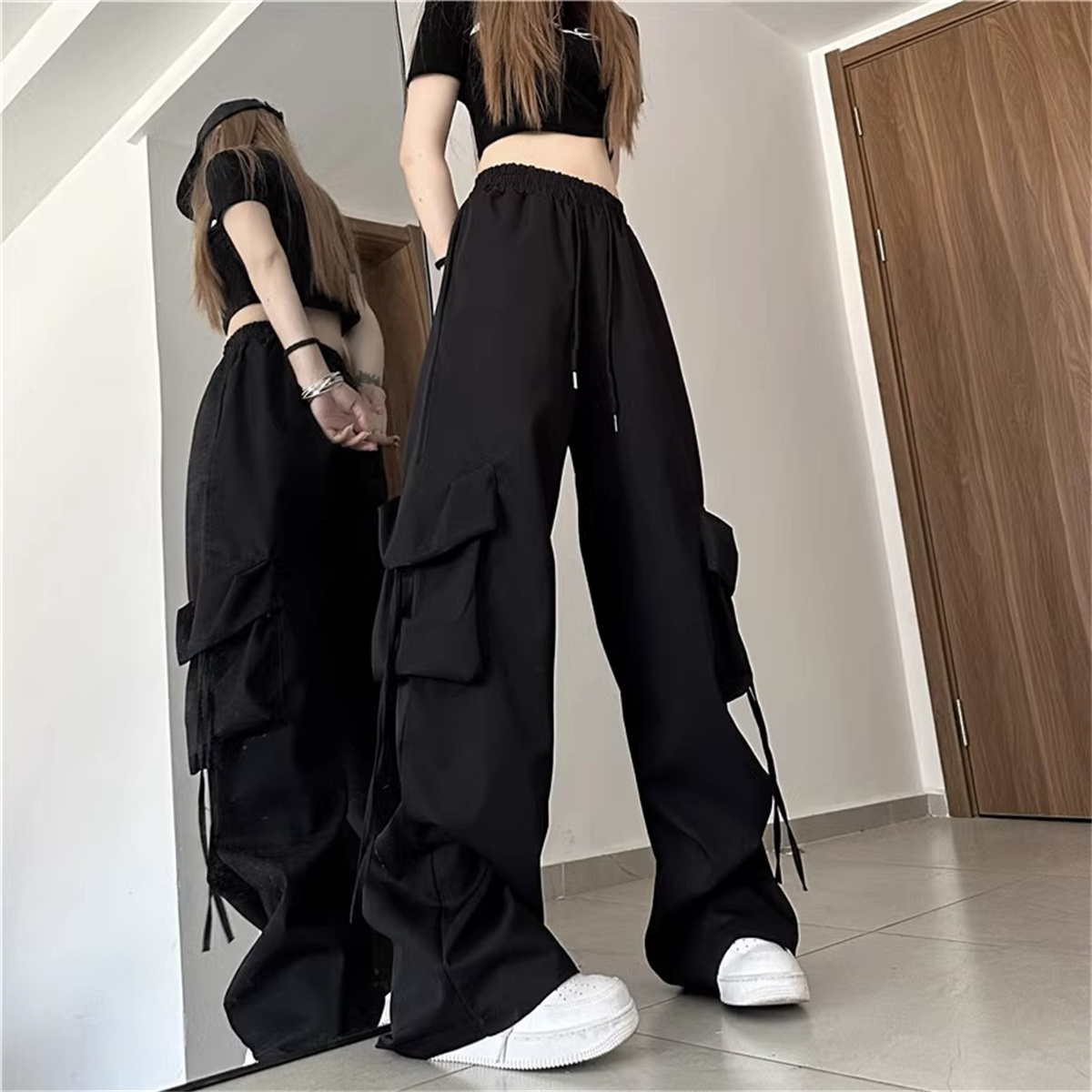 Women Shoes Joggers - Damskie spodnie cargo plus size z