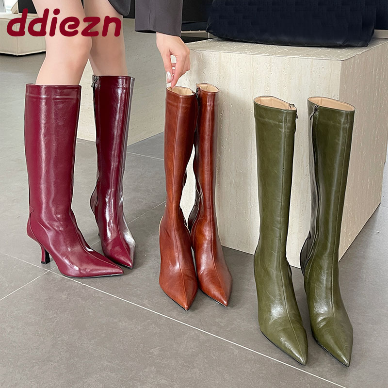 Women'S Shoes Big Feet - Damskie kozaki do kolan z ostrym