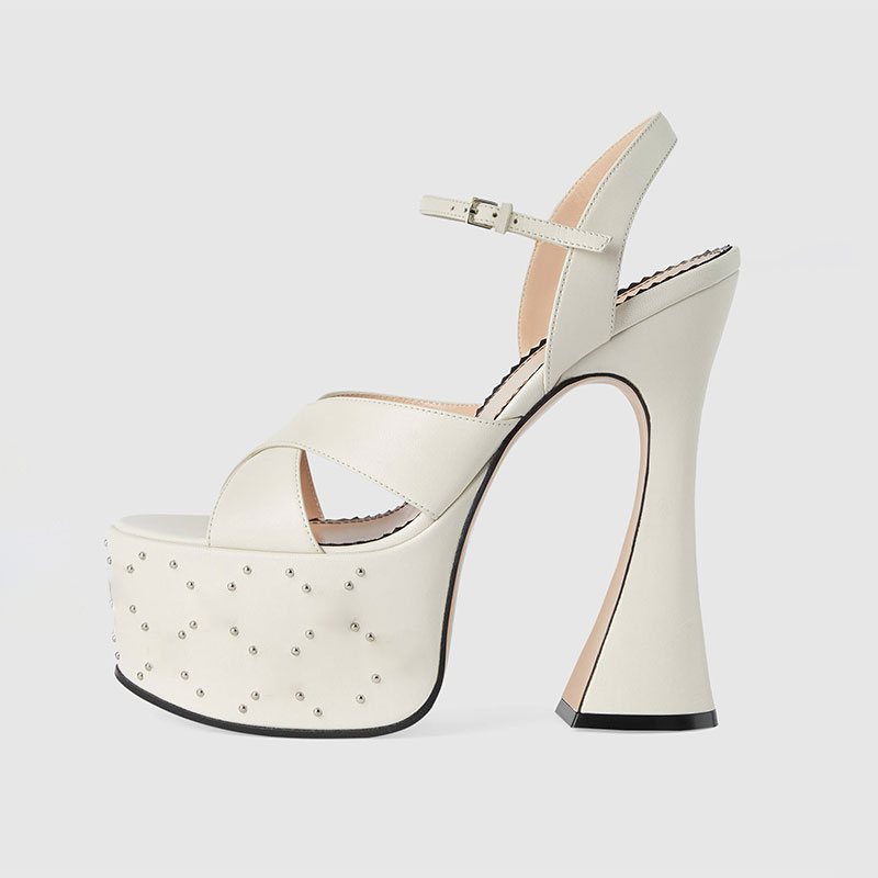 Women'S Shoes Water Resistant - Modne białe czarna klamra sandały na