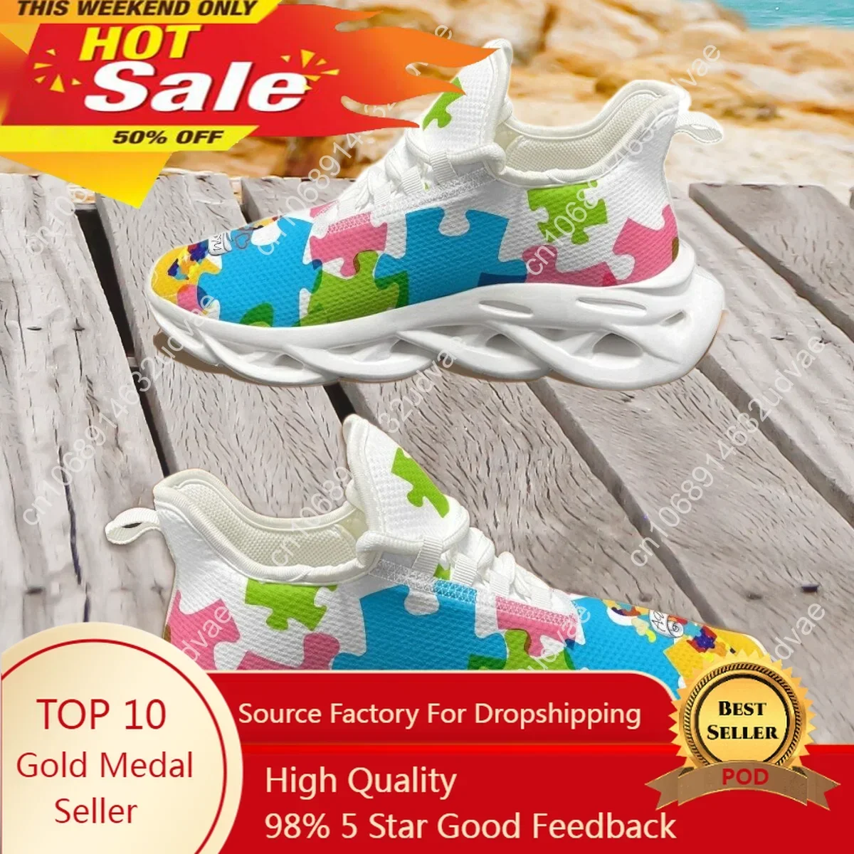 Women Shoes Sneakers - Buty sportowe z motywem autyzmu, do