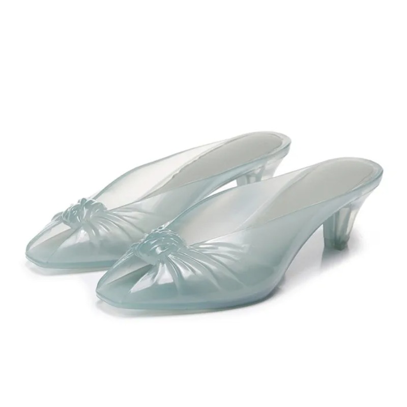 Women'S Shoes Water Resistant - Damskie Przezroczyste Klapki Jelly na Niewysokim