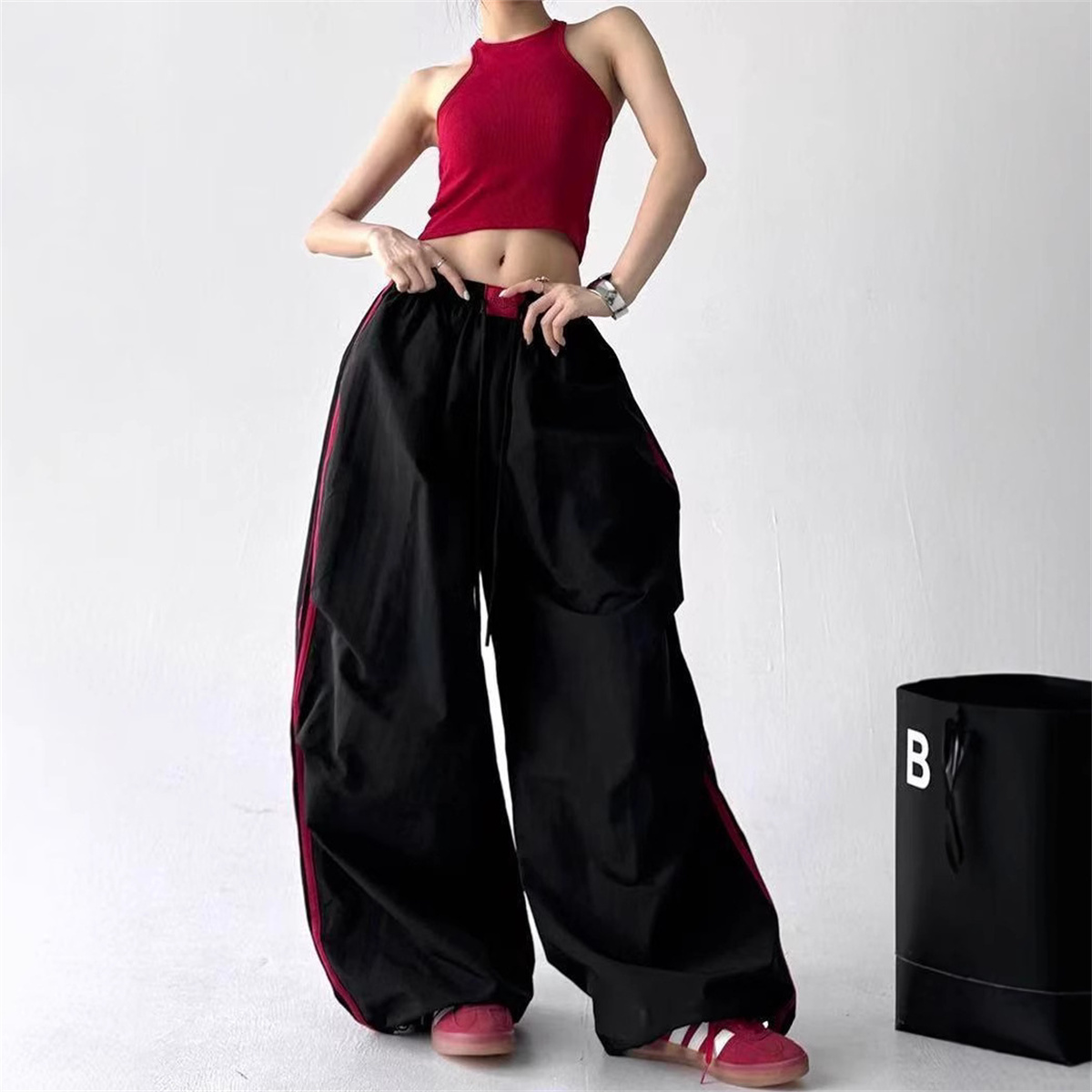 Damskie spodnie cargo, luźne j – Women Shoes Joggers recenzja i cena