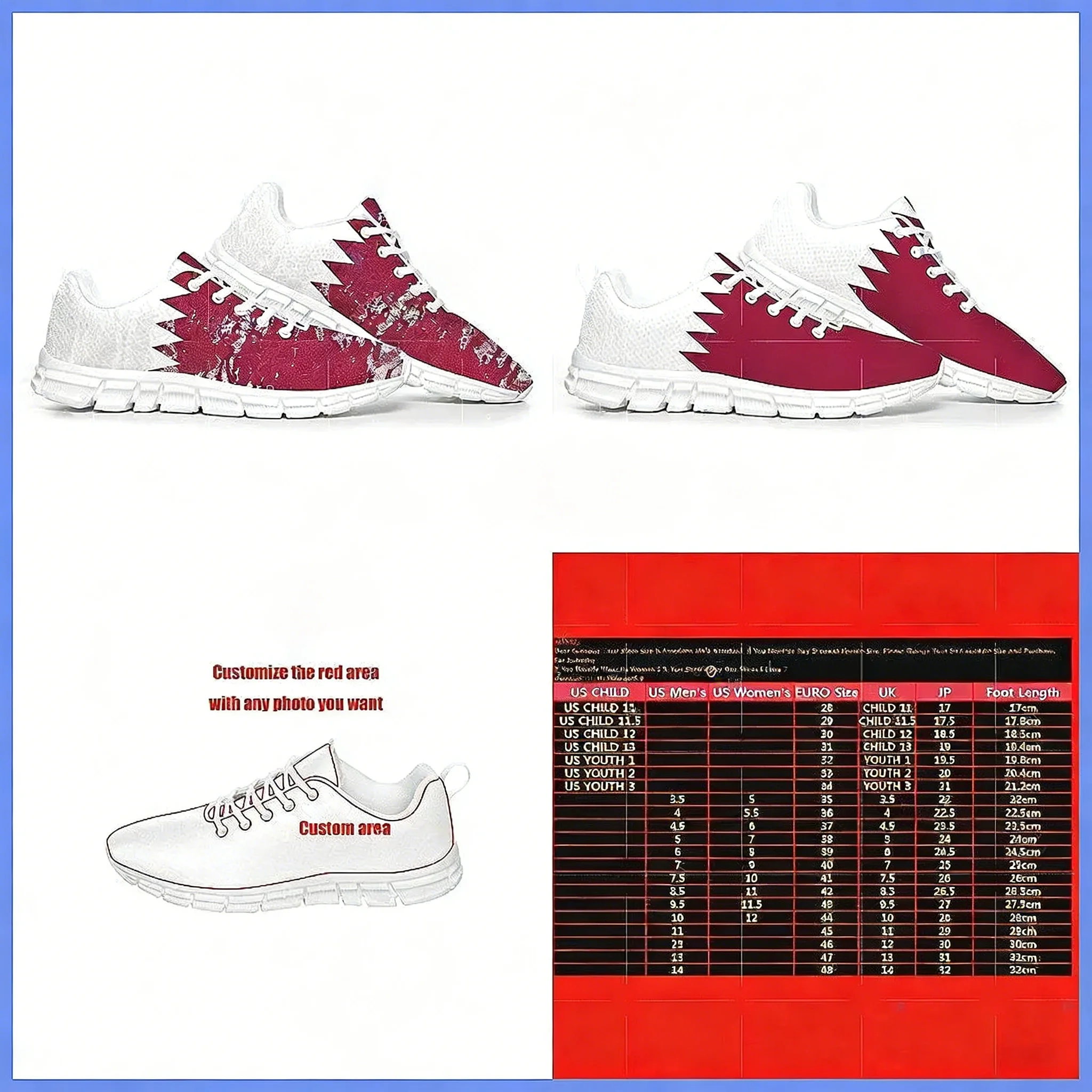 Buty sportowe z flagą Kataru,  – Women Shoes Qatar recenzja i cena